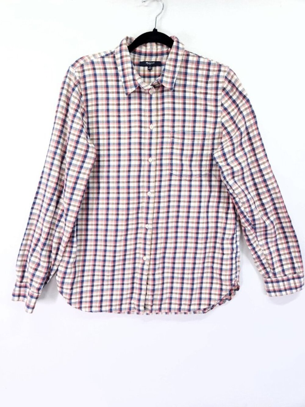 Madewell Multi Color Plaid Button Up Size Large Long Sleeve Chest Pocket